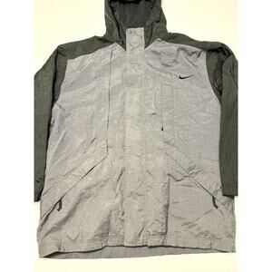 VTG 90s Nike Air Windbreaker Jacket Color-block Lined Gray/Black Mens Large